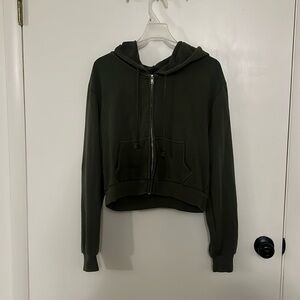 Wild fable, dark green cropped zip up hoodie size extra large